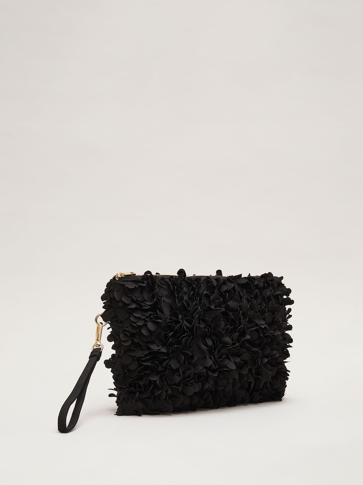 Phase Eight Black Petal Clutch Bag - Image 2 of 3