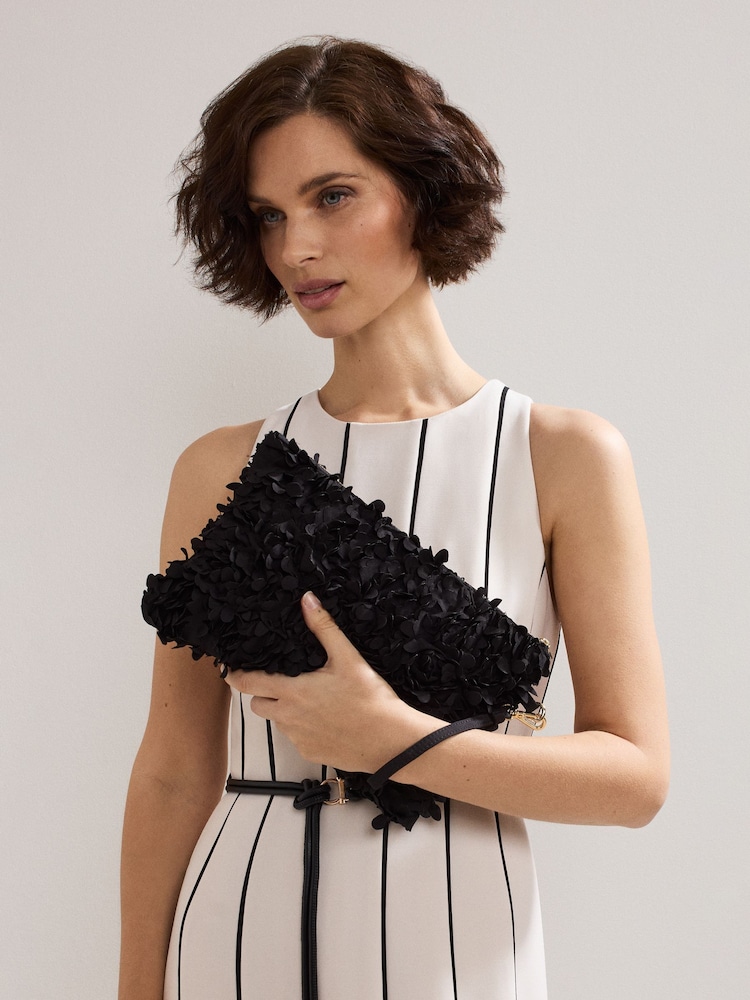 Phase Eight Black Petal Clutch Bag - Image 3 of 3 Phase Eight Black Petal Clutch Bag - Image 3 of 3