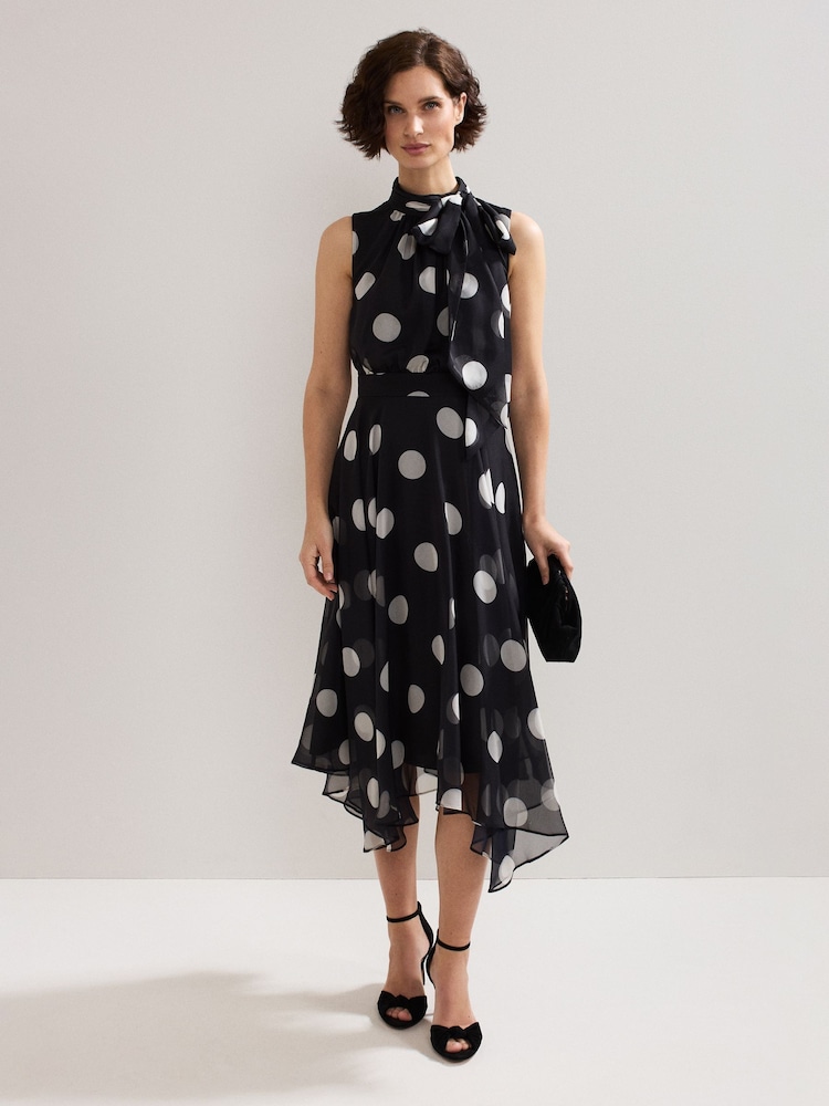 Phase Eight Black Lucinda Spot Dress - Image 2 of 8