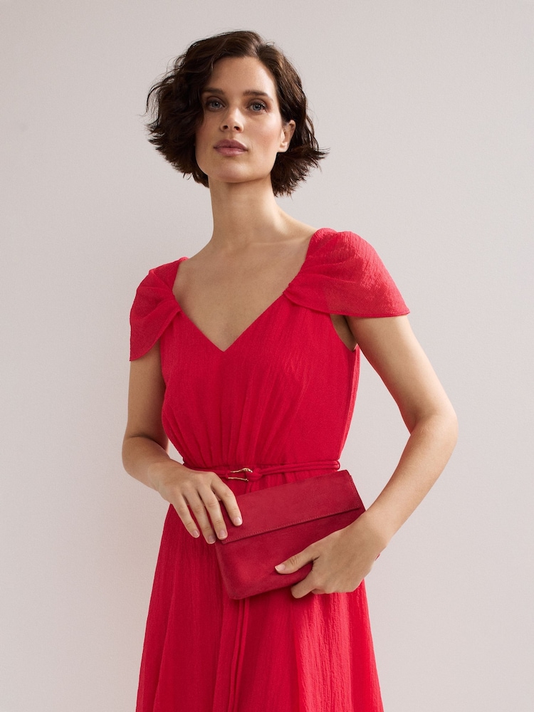 Phase Eight Pink Suede Clutch Bag - Image 2 of 3