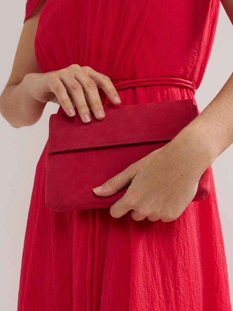 Phase Eight Pink Suede Clutch Bag - Image 3 of 3