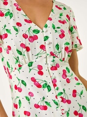 Roman Red Petite Cherry Print Button Midi Dress - Image 5 of 5