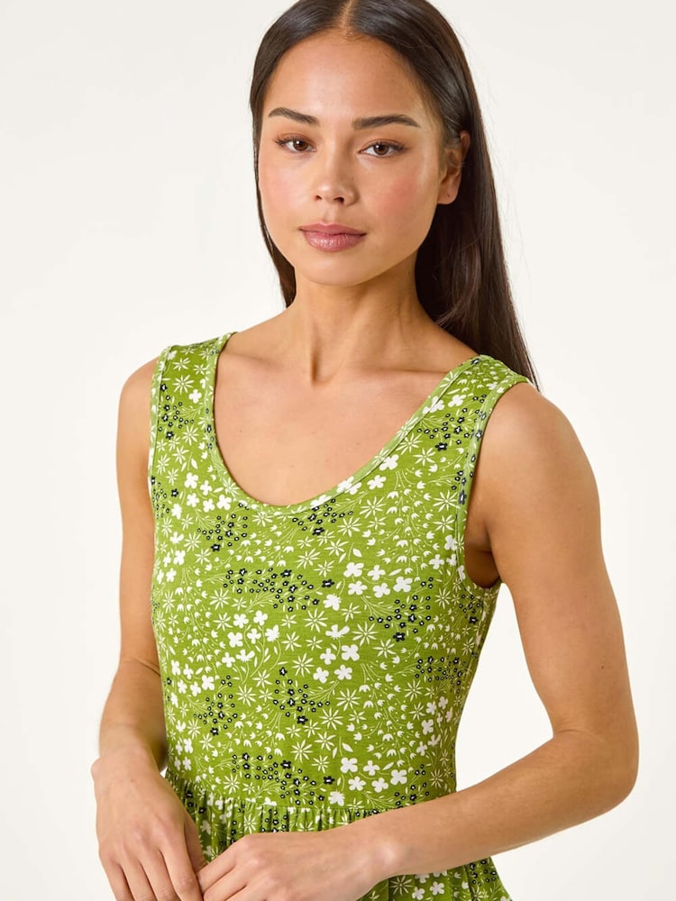 Buy Roman Green Petite Ditsy Floral Print Gathered Dress from Next USA