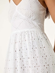 Roman White Petite Broderie Strappy 100% Cotton Maxi Dress - Image 5 of 5