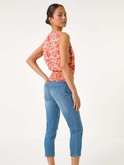 Roman Pink Petite Ditsy Shirred Blouson Blouse - Image 3 of 5