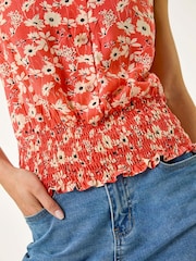 Roman Pink Petite Ditsy Shirred Blouson Blouse - Image 5 of 5