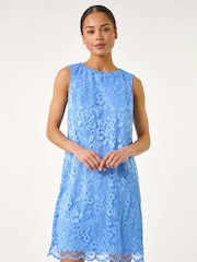 Roman Blue Petite Bow Back Lace Shift Dress - Image 3 of 5