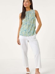 Roman Blue Petite Ditsy Print Shell Blouse - Image 1 of 5