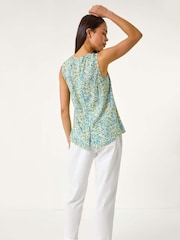 Roman Blue Petite Ditsy Print Shell Blouse - Image 4 of 5