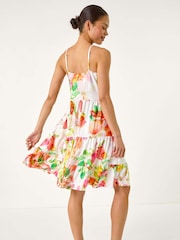 Roman White Petite Fruit Print Strap Tiered Dress - Image 3 of 5