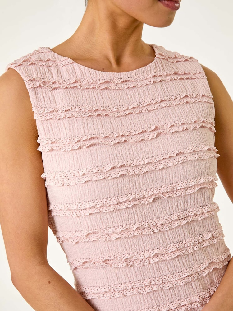 Roman Pink Petite Ruffle Sleeveless Dress - Image 5 of 5