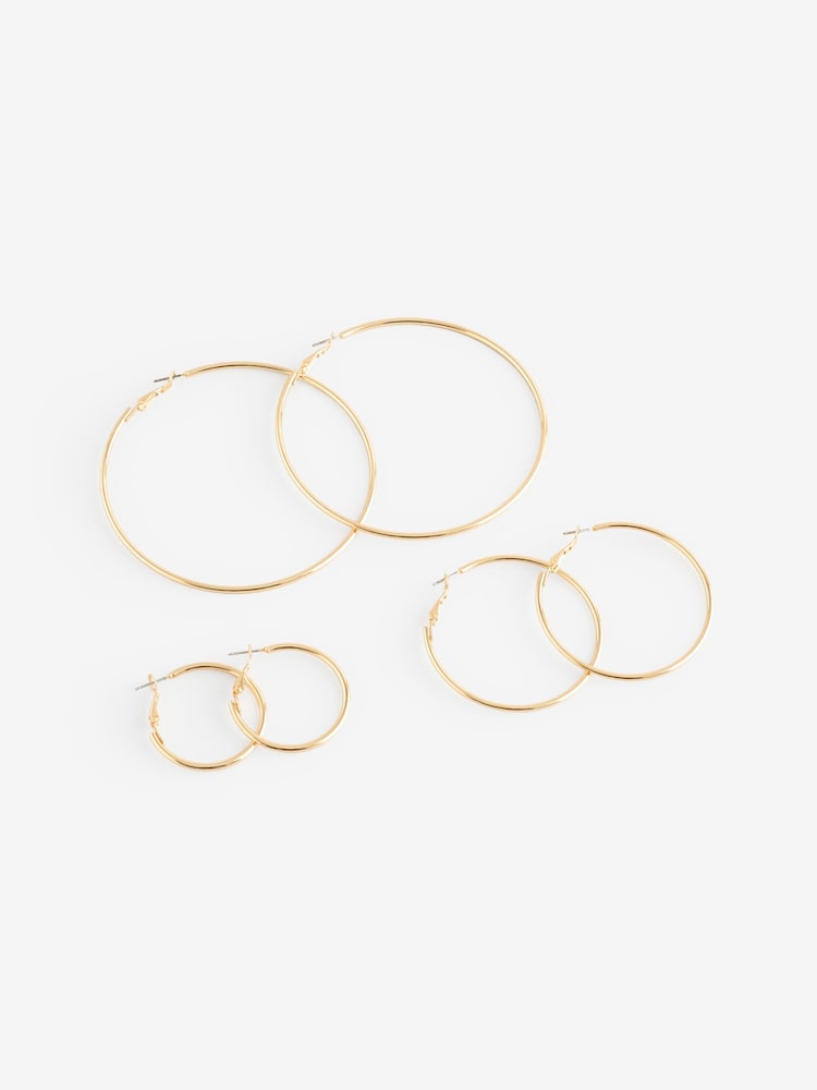 Mood Gold Tone Polished Medium Hoop Earrings 3 Pack - Image 1 of 1