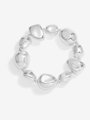 Mood Silver Tone Polished Pebble Stretch Bracelet - Image 1 of 1