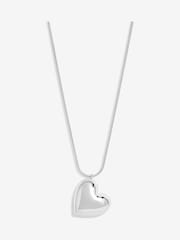 Mood Silver Tone Puffed Heart Snake Effect Adjustable Necklace - Image 1 of 2