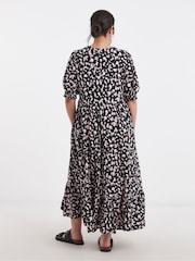 Simply Be Black Supersoft Midi Dress With Tier Detail - Image 2 of 4