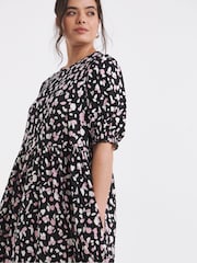 Simply Be Black Supersoft Midi Dress With Tier Detail - Image 3 of 4