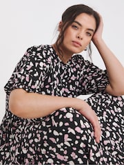 Simply Be Black Supersoft Midi Dress With Tier Detail - Image 4 of 4