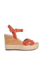 Dune London Orange Kindest Cross Strap Wedge Sandals - Image 2 of 6