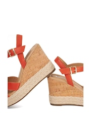 Dune London Orange Kindest Cross Strap Wedge Sandals - Image 6 of 6
