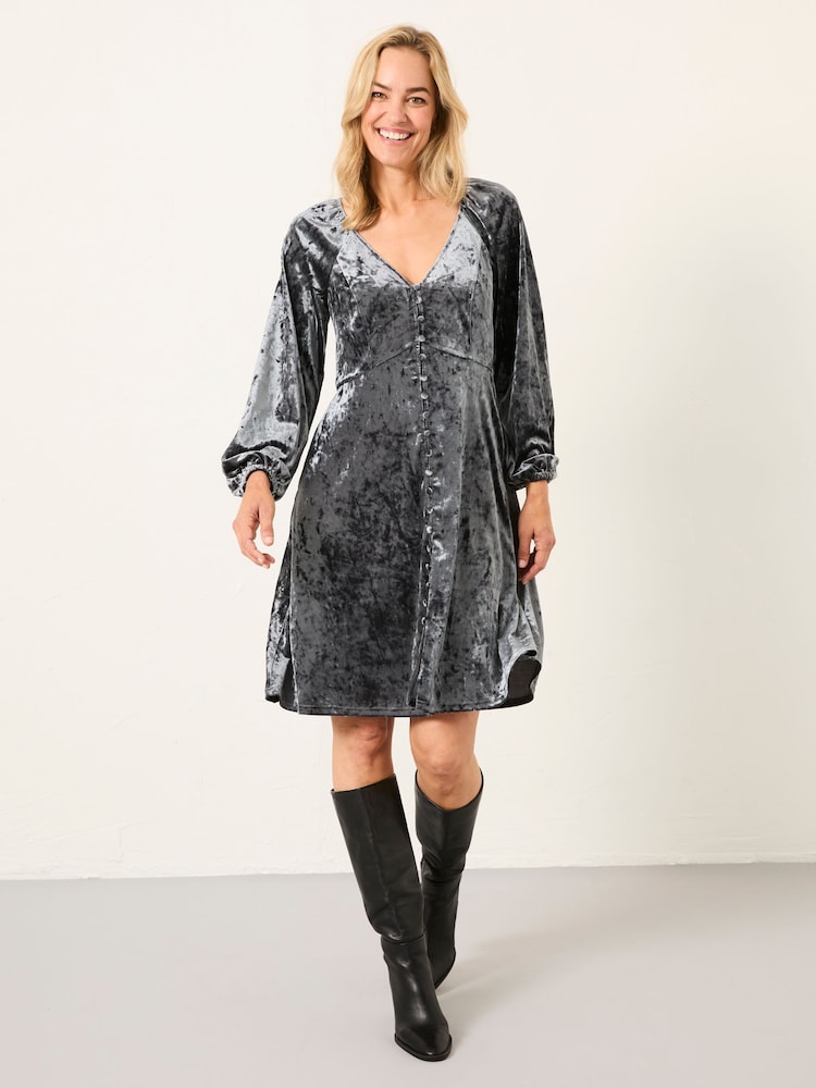 FatFace Em Washed Black Velvet Dress - Image 1 of 5 FatFace Em Washed Black Velvet Dress - Image 1 of 5