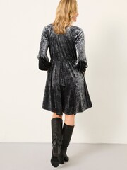 FatFace Em Washed Black Velvet Dress - Image 2 of 5