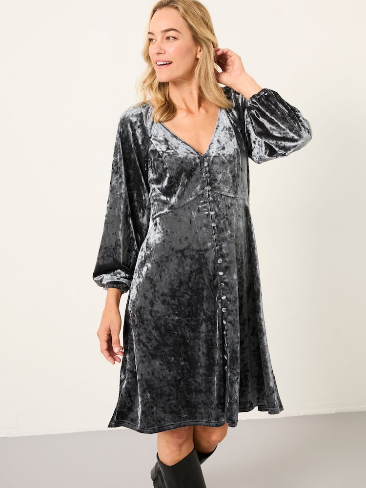 FatFace Em Washed Black Velvet Dress - Image 5 of 5