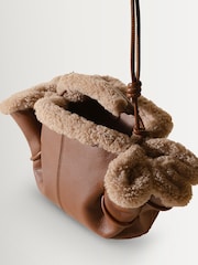 Hereu Studio Brown Arta Mini Curly Shearling Trims Bag - Image 2 of 4