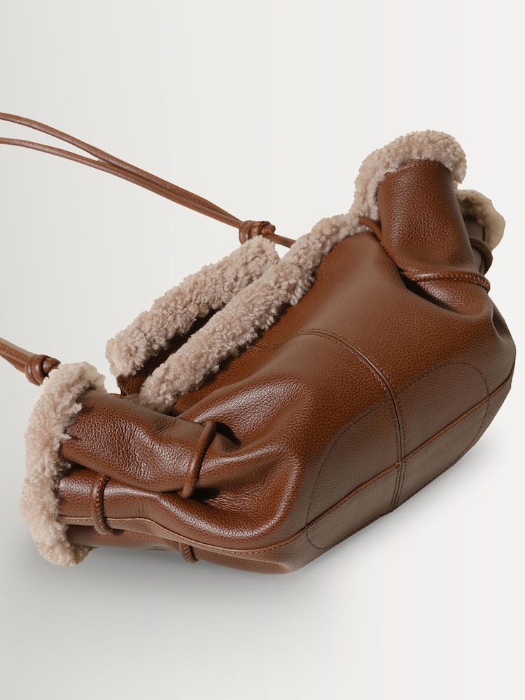 Hereu Studio Brown Arta Mini Curly Shearling Trims Bag - Image 4 of 4