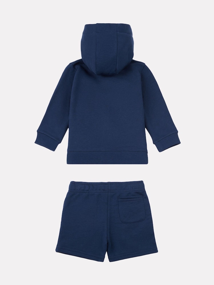 New Balance Navy Kids Zip Thru Hoodie 100% Cotton T-Shirt & Shorts Set - Image 2 of 5
