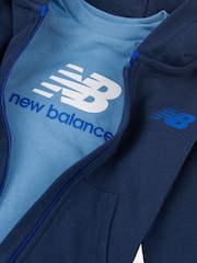 New Balance Navy Kids Zip Thru Hoodie 100% Cotton T-Shirt & Shorts Set - Image 4 of 5