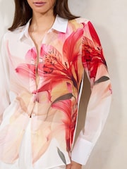 Lipsy White Chiffon Printed Shirt - Image 2 of 4