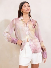 Lipsy Light Pink Chiffon Printed Shirt - Image 3 of 4