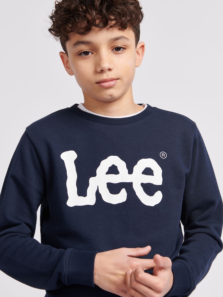 Lee Blue Boys Wobbly Graphic Crew Sweat Top - Image 6 of 6