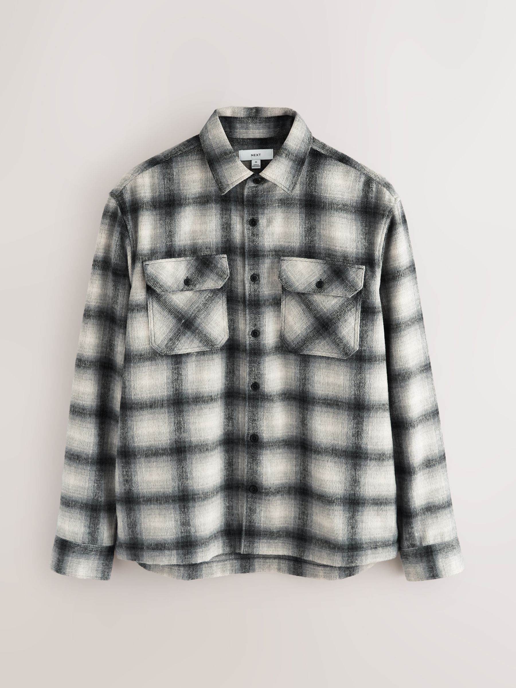 Buy Grey Twin Pocket Long Sleeve Check Overshirt from the Next UK