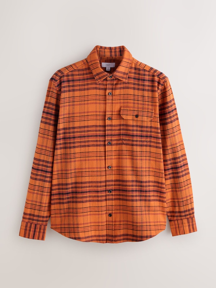 orange check dress shirt Mens Next Orange Long Sleeve Check Shirt XS