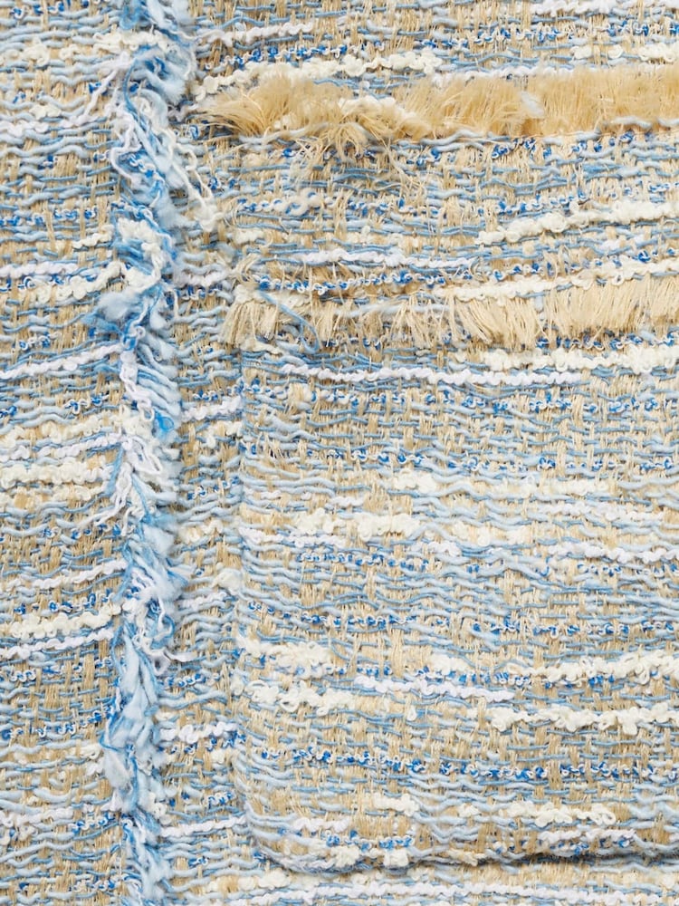 Mango Blue Frayed Tweed Jacket - Image 6 of 6