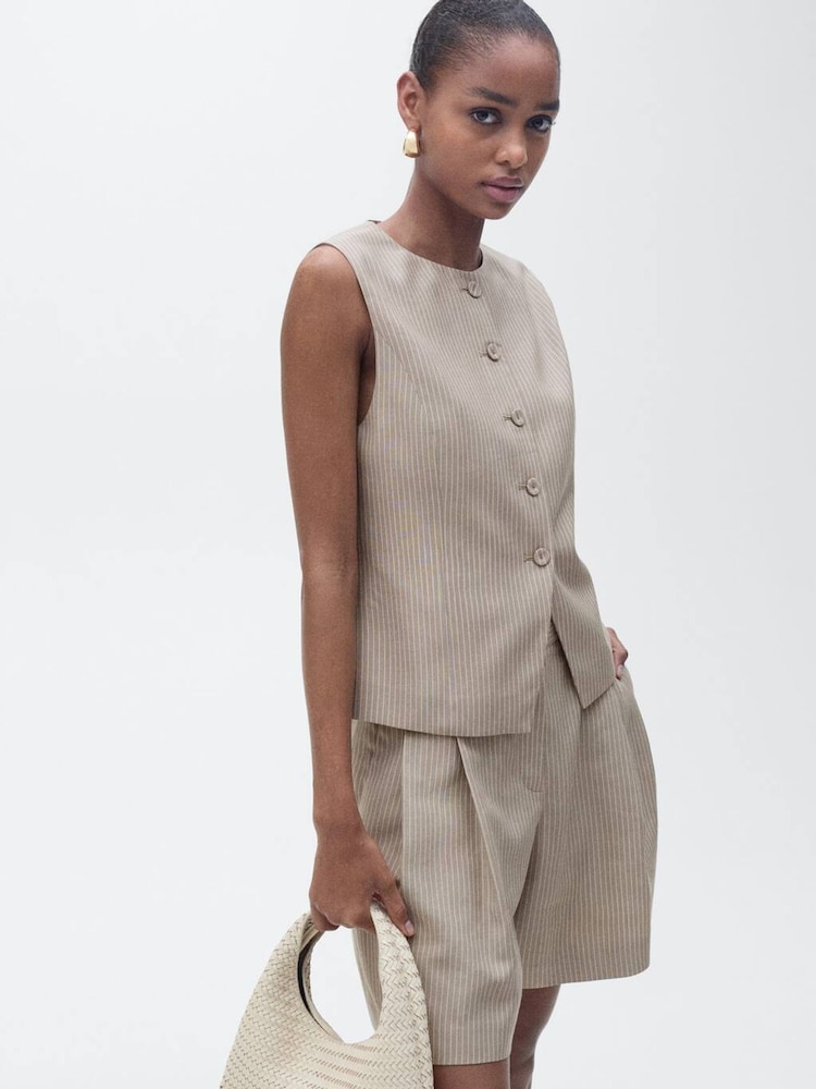 Mango Grey Striped Suit Waistcoat - Image 1 of 6 Mango Grey Striped Suit Waistcoat - Image 1 of 6