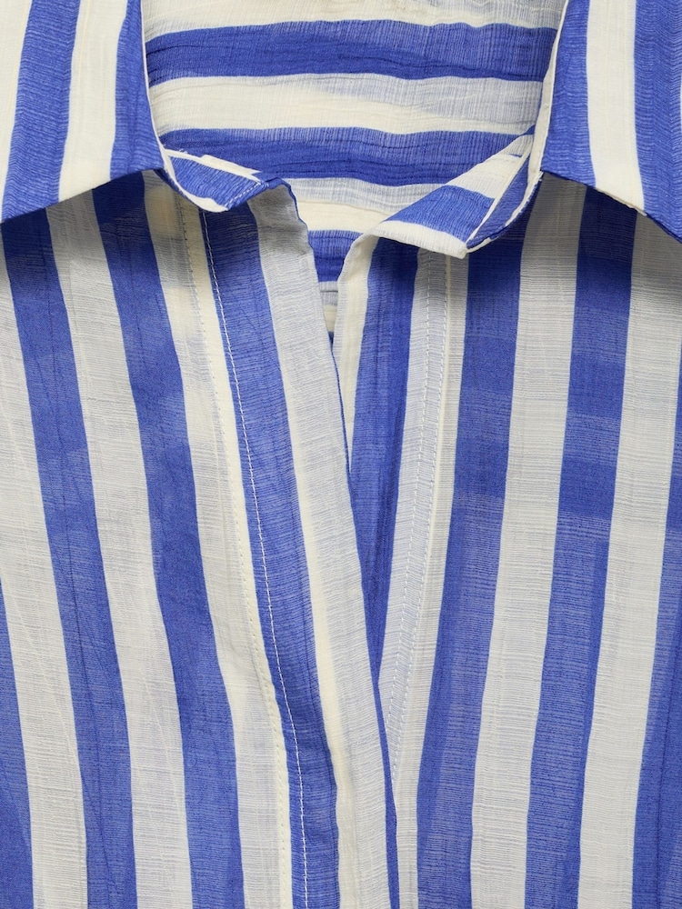 Mango Blue Long Sleeve Striped Shirt - Image 7 of 7