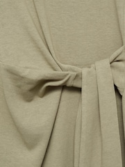 Mango Green Cotton Knot Detail Midi Dress - Image 6 of 6