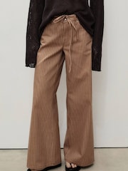 Mango Brown Wide Leg Tie Waist Jeans - Image 3 of 5