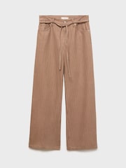 Mango Brown Wide Leg Tie Waist Jeans - Image 4 of 5