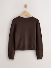 Chocolate Brown Button Up Cardigan (3-16yrs) - Image 2 of 4