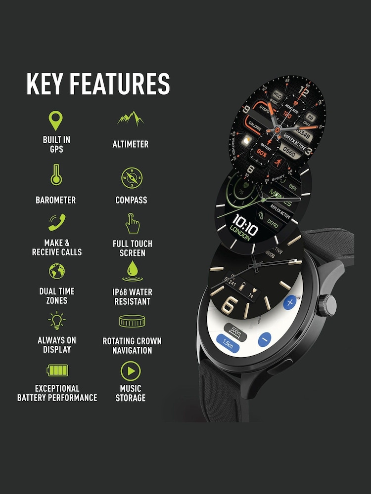 Reflex Active Series 45 Silicone Amoled GPS Sports Smart Calling Black Watch - Image 2 of 5