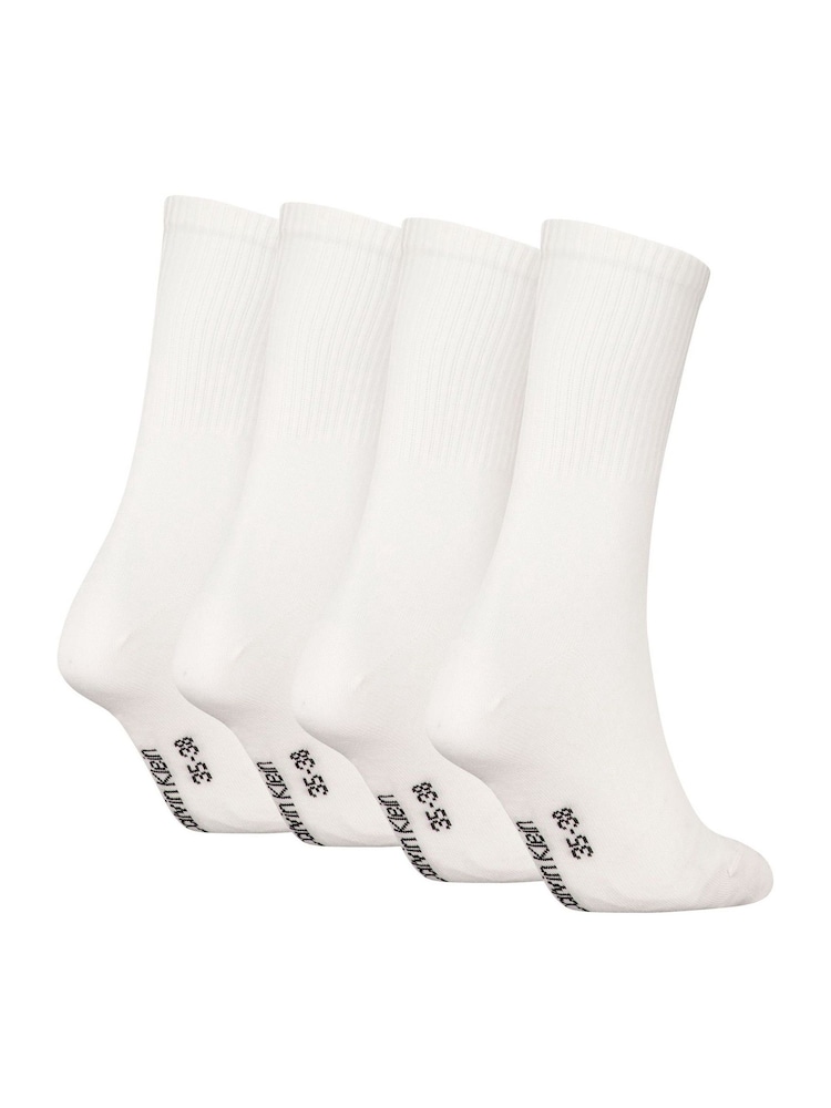 Calvin Klein White Womens Crew Socks 4 Pack - Image 1 of 2 Calvin Klein White Womens Crew Socks 4 Pack - Image 1 of 2
