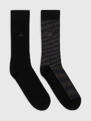 Calvin Klein Black Mens Classic Socks 2 Pack with Reinforced Heel and Toe Combed - Image 1 of 4