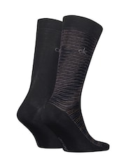 Calvin Klein Black Mens Classic Socks 2 Pack with Reinforced Heel and Toe Combed - Image 2 of 4