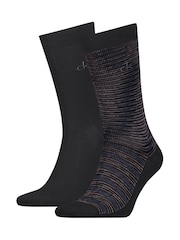 Calvin Klein Black Mens Classic Socks 2 Pack with Reinforced Heel and Toe Combed - Image 3 of 4
