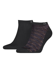 Calvin Klein Black Mens Sneaker Socks 2 Pack with Reinforced Heel and Toe Combed - Image 1 of 4
