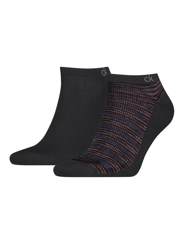 Calvin Klein Black Mens Sneaker Socks 2 Pack with Reinforced Heel and Toe Combed - Image 1 of 4