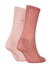 Calvin Klein Pink Womens Classic Socks 2 Pack with Reinforced Heel and Toe Combed - Image 1 of 2